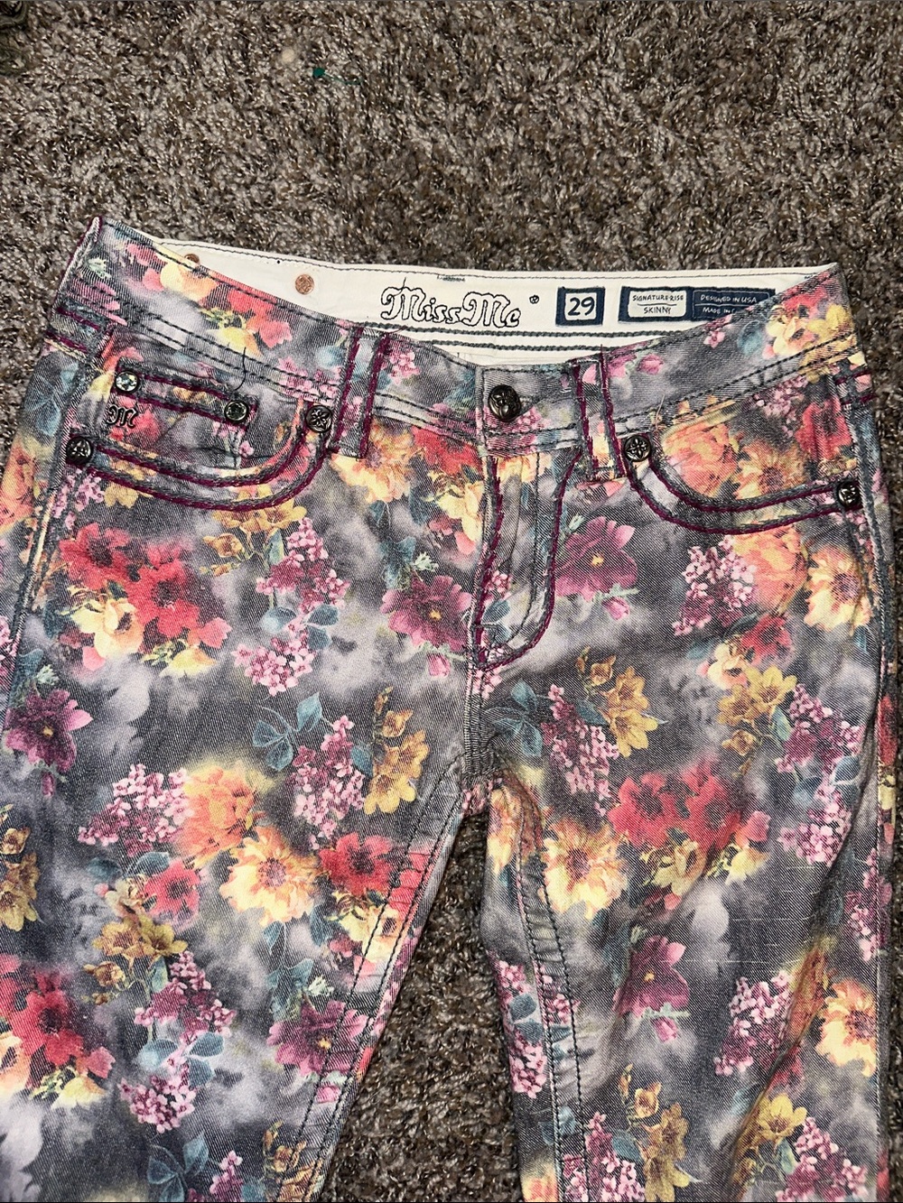 Miss Me Floral Skinny Jeans in Multicolor Bloom